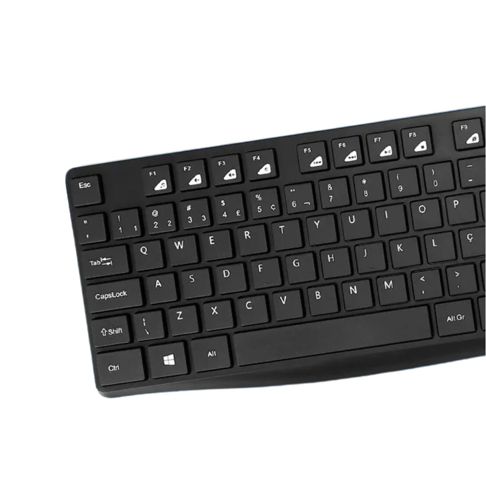 Teclado Sem Fio Wireless Multi C/ Teclas Multimídia 2.4 GHz Preto - TC611