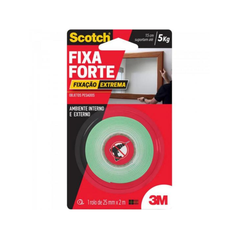 Fita Dupla Face 3M Fixa Forte Extreme Scotch 24mm x 2m - 63891