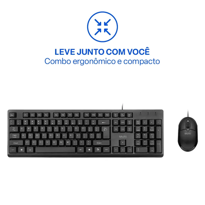 Kit Teclado E Mouse Com Fio Multi CF600 USB Preto - TC609