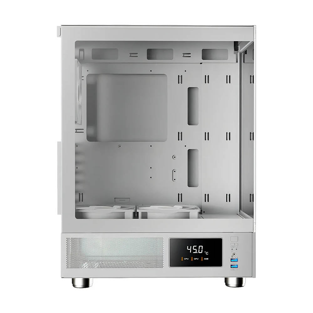 Gabinete Gamer Gamdias Mid Tower Atlas E1 WH Branco Com Lateral em Vidro Temperado +3 Fans ARGB