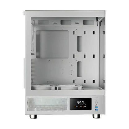 Gabinete Gamer Gamdias Mid Tower Atlas E1 WH Branco Com Lateral em Vidro Temperado +3 Fans ARGB