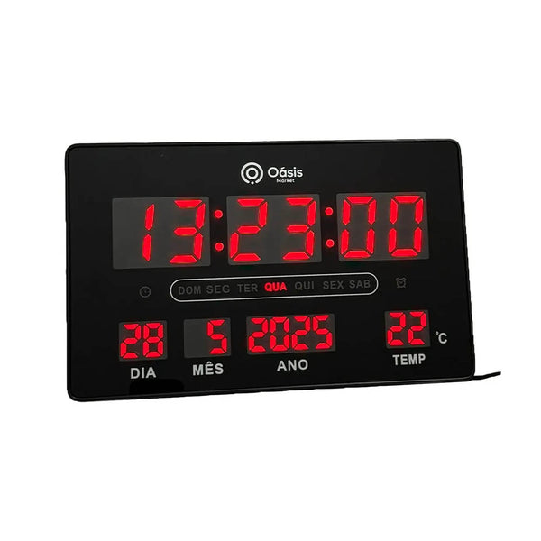 Relogio De Parede Led Digital Hora Calendário Temperatura Oasis - OIH-6207
