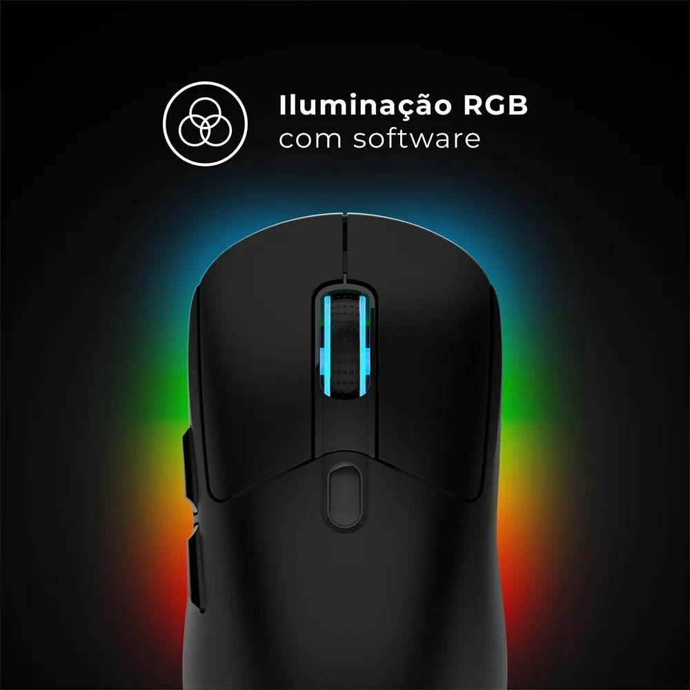 Mouse Gamer Sem Fio Recarregável C/ Base Warrior Magnus 6 Botoes 10000dpi Preto - MO421
