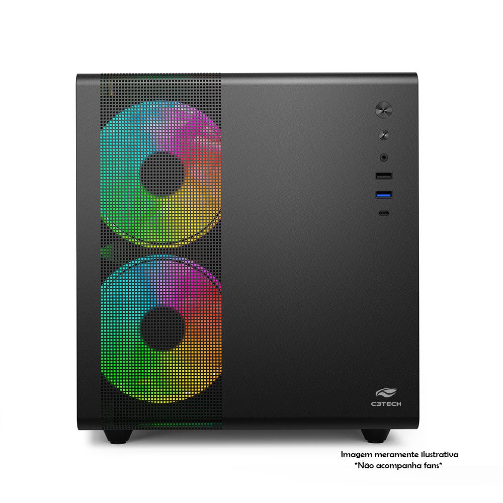 Gabinete Gamer C3Tech Aquarius Mid Tower C/ Lateral em Vidro Temperado S/ Fonte Preto - MT-G710BK