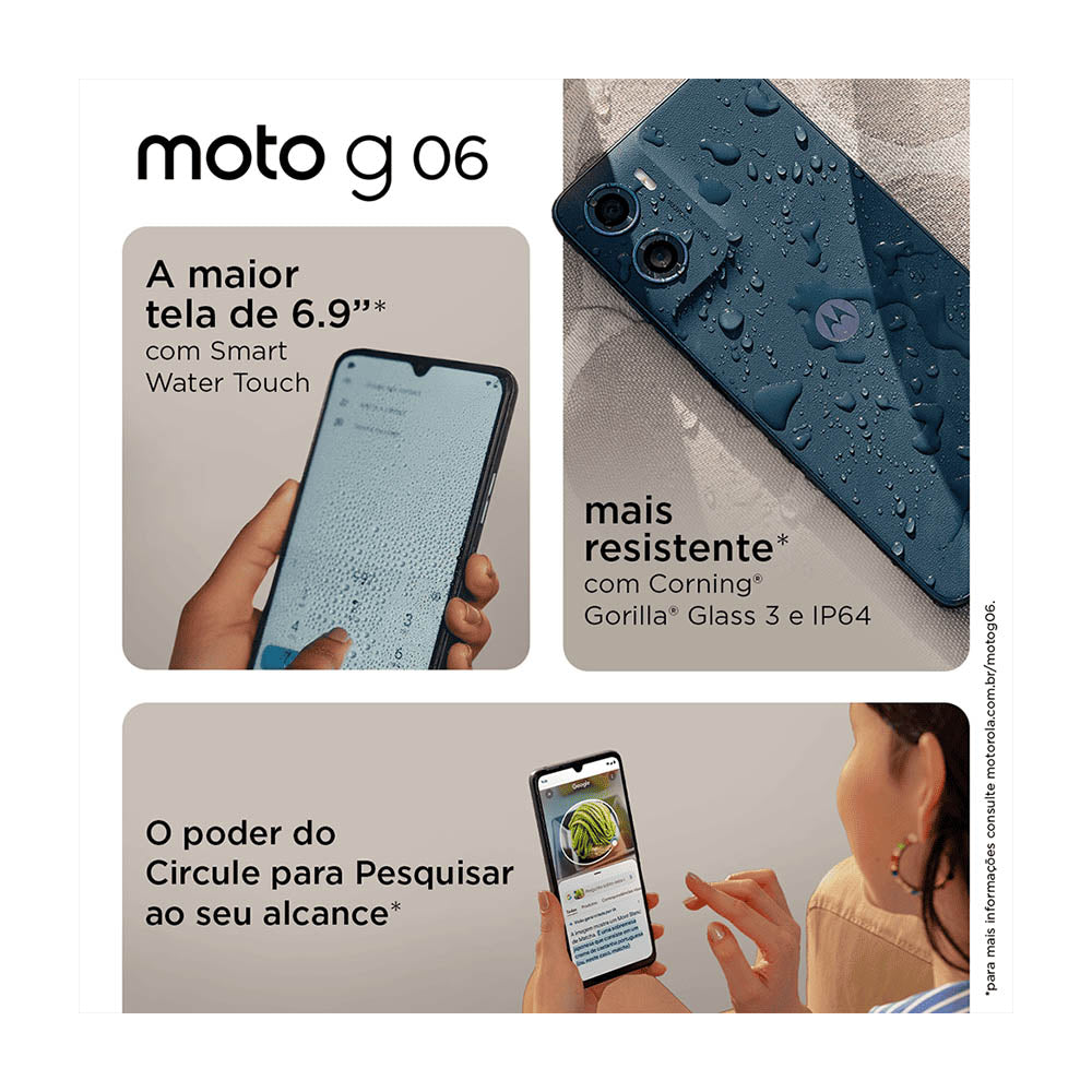Smartphone Motorola Moto G06 4gb 128Gb Android 15 Azul Marinho - XT2535-1
