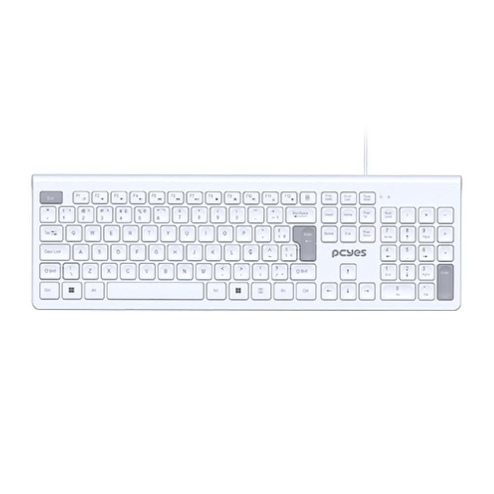 Teclado Usb 2 Metros PCYes Soft Branco / Cinza - PCOSF2W