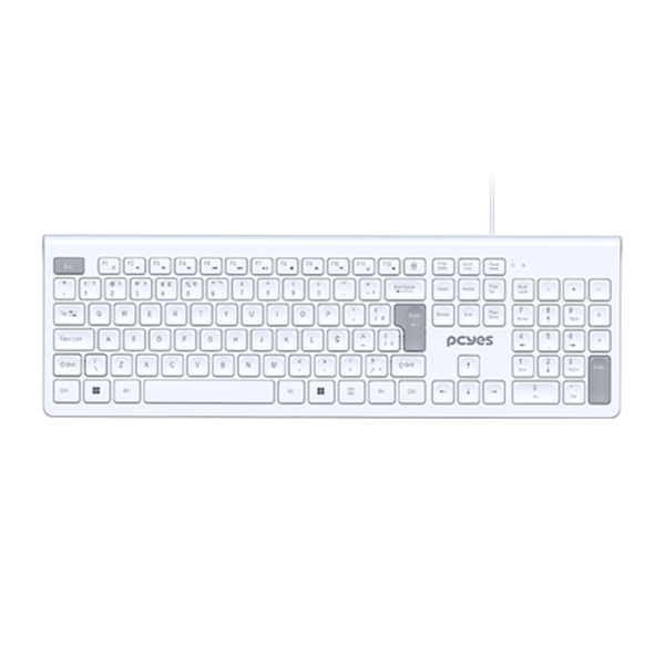 Teclado Usb 2 Metros PCYes Soft Branco / Cinza - PCOSF2W