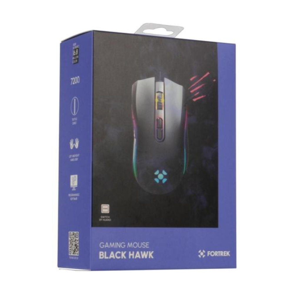 Mouse Gamer Usb Fortrek Black Hawk Rgb 7200 Dpi Preto - 75682