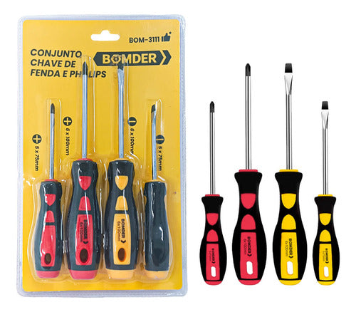 Kit de Chaves de Fenda e Philips Bomder 4 Peças - BOM-3111