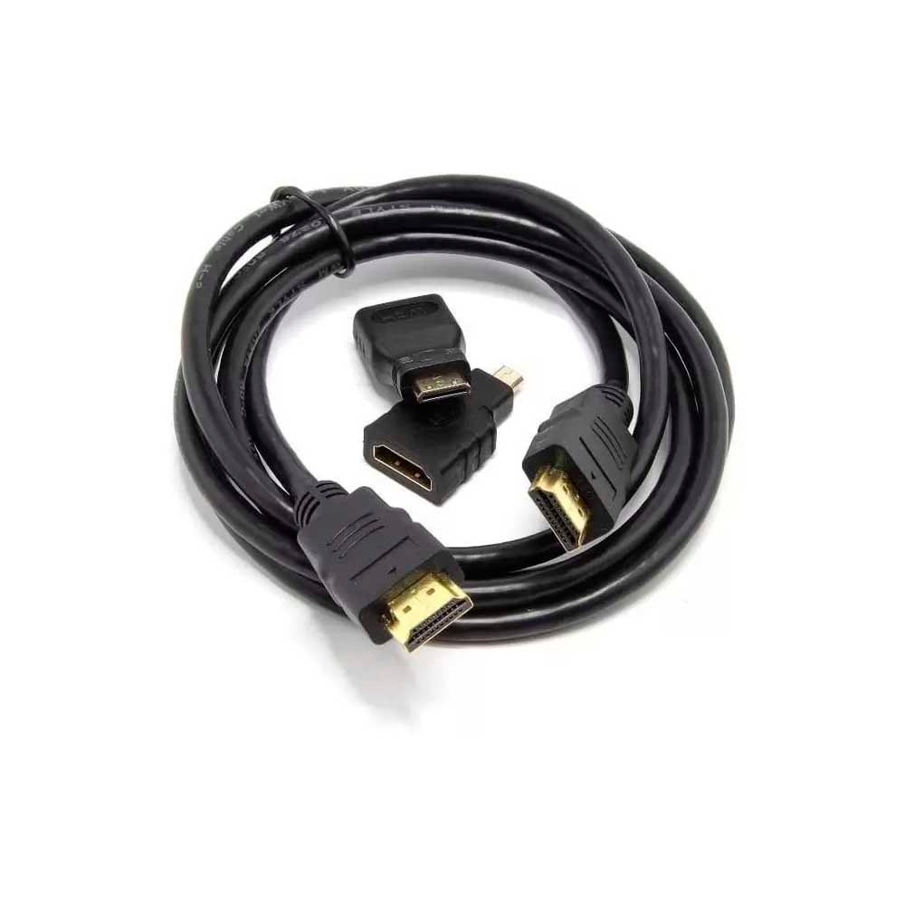 Adaptador Cabo Hdmi Para Mini Hdmi Micro Hdmi 1.5mt 3 Em 1 Full Hd LE-6623
