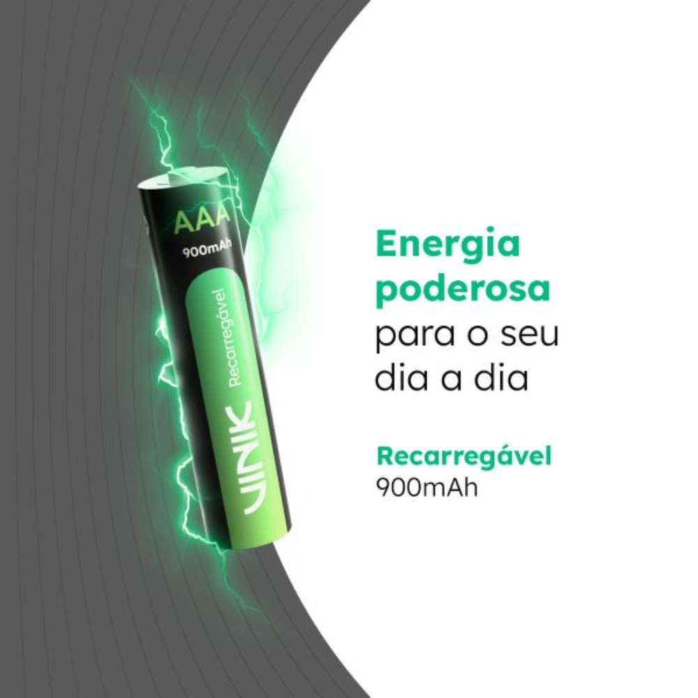 Pilha Recarregável AAA 900Mah 1.2v Vinik (Blister C/ 2 Pilhas) - VP3AB2R