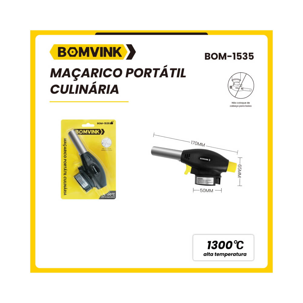Maçarico Portátil BomVink Culinária Gourmet - BOM-1535