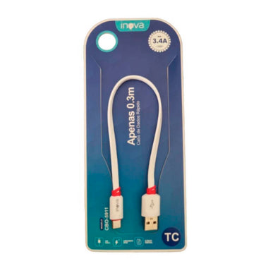 Cabo Adaptador Otg USB Fêmea Para Tipo C Macho 0,3m Inova 3.4A Branco - CBO-5911