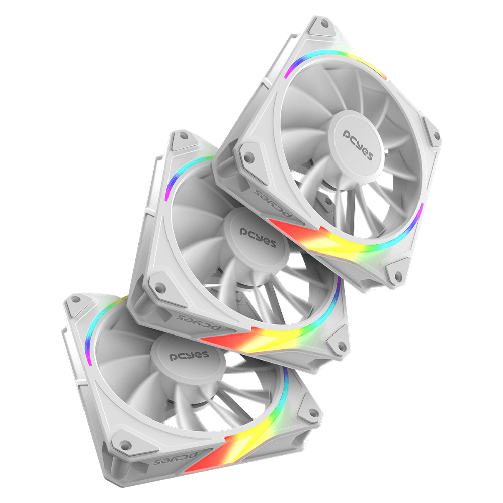 Kit C/ 3x Cooler Fan Para Gabinete PCYes Sangue Frio 3 ARGB White Ghost Reverse 120mm - K3ARGBSF3WGRVBR