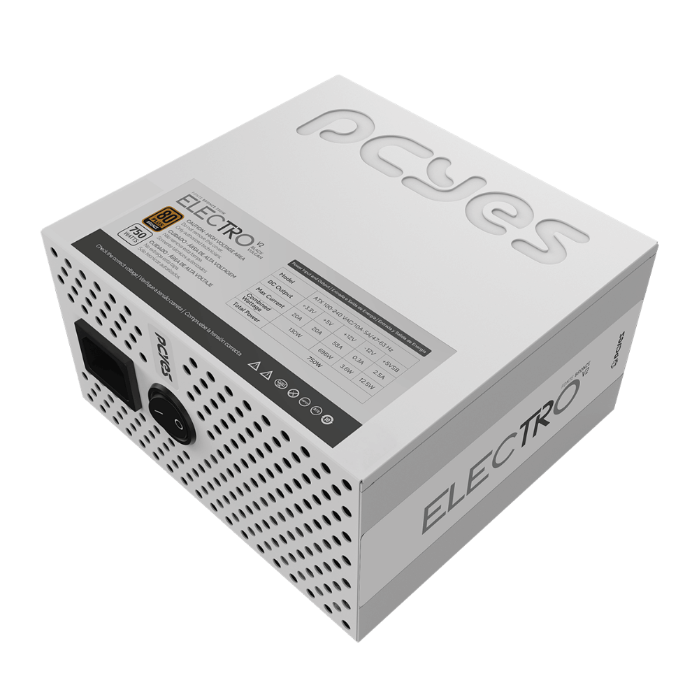 Fonte Real Gamer Atx 750w Electro V2 80 Plus Bronze PCYes Pfc Ativo White Ghost - ELECV2WG750W