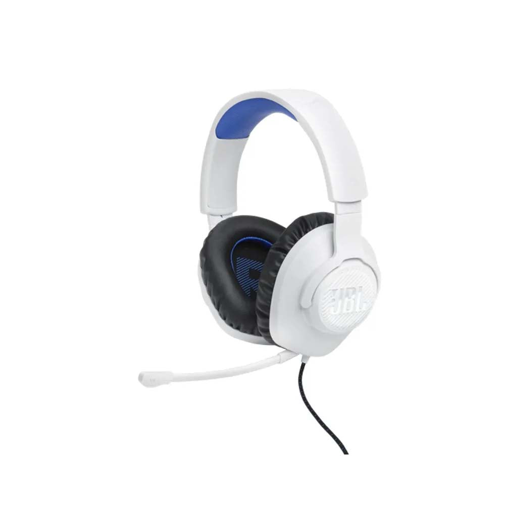 Headset Gamer Jbl Quantum 100 M2 P3 C/ Microfone Removível Branco / Azul - JBLQ100PWHTBLU