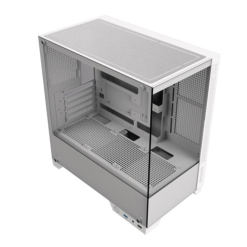 Gabinete Gamer PCYes Mid Tower Forcefield TWR White Ghost Branco Com Lateral e Frente em Vidro Temperado - GFFTWRWG