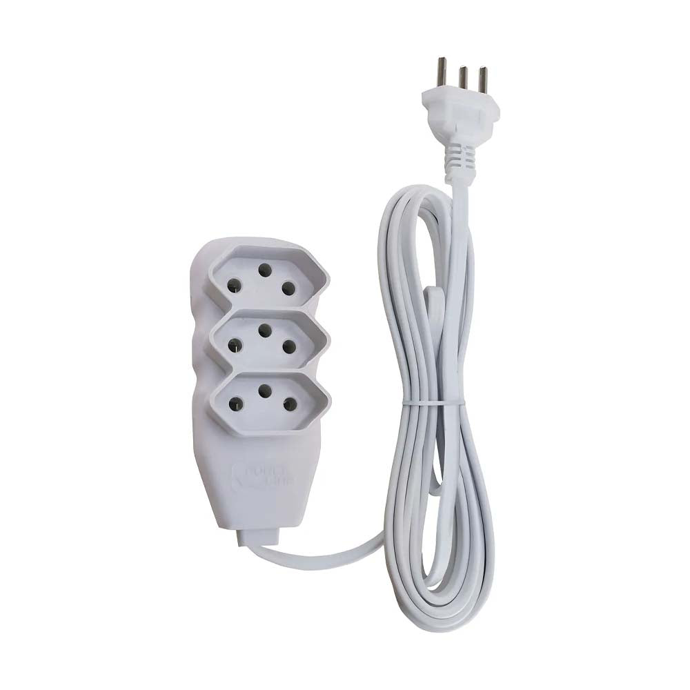 Extensão Elétrica 3 Tomadas Bivolt Branca - 4013 1.5M