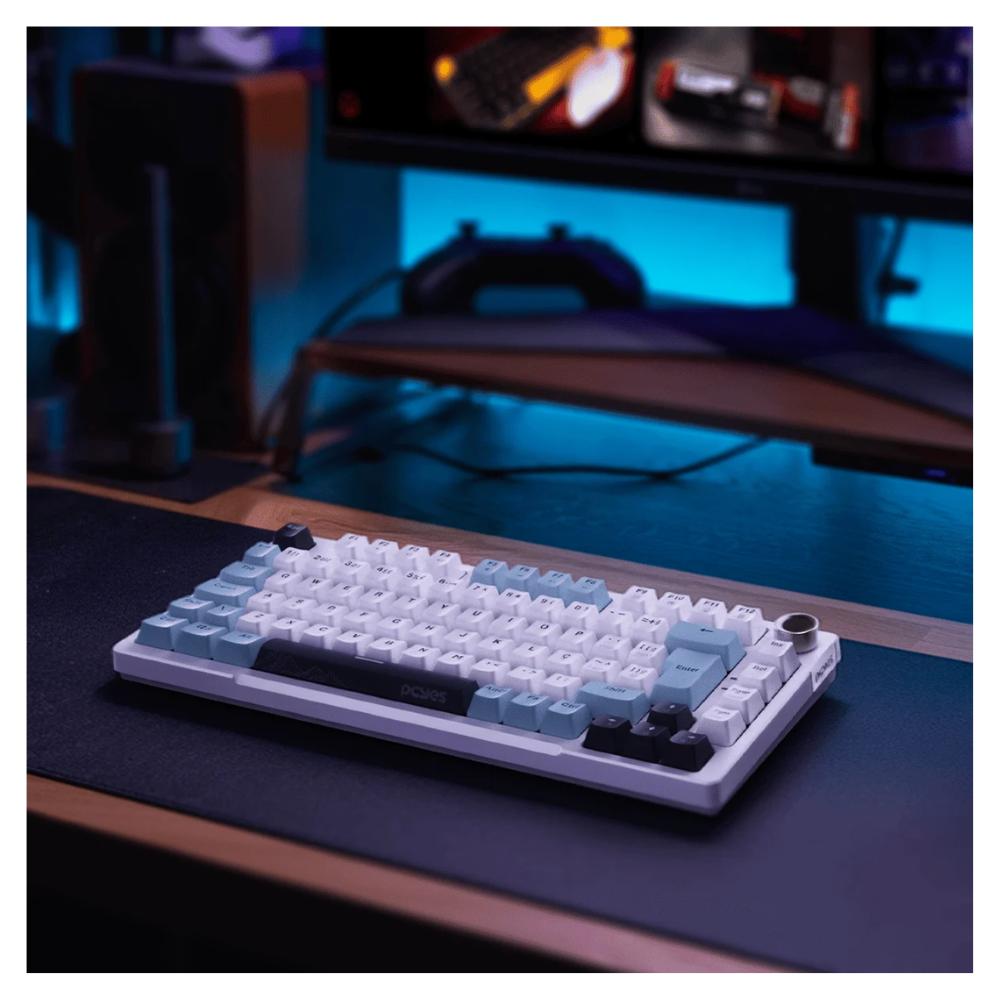 Teclado Gamer Mecanico PCYes Arkeum 75% Switch Blue Summit Edition Azul / Branco - AKSM75BBR