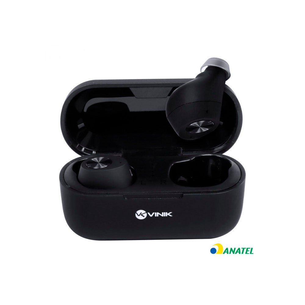 Fone De Ouvido Bluetooth Vinik Buds W1 TWS Preto C/ Estojo Carregador - 36064 - Truedata