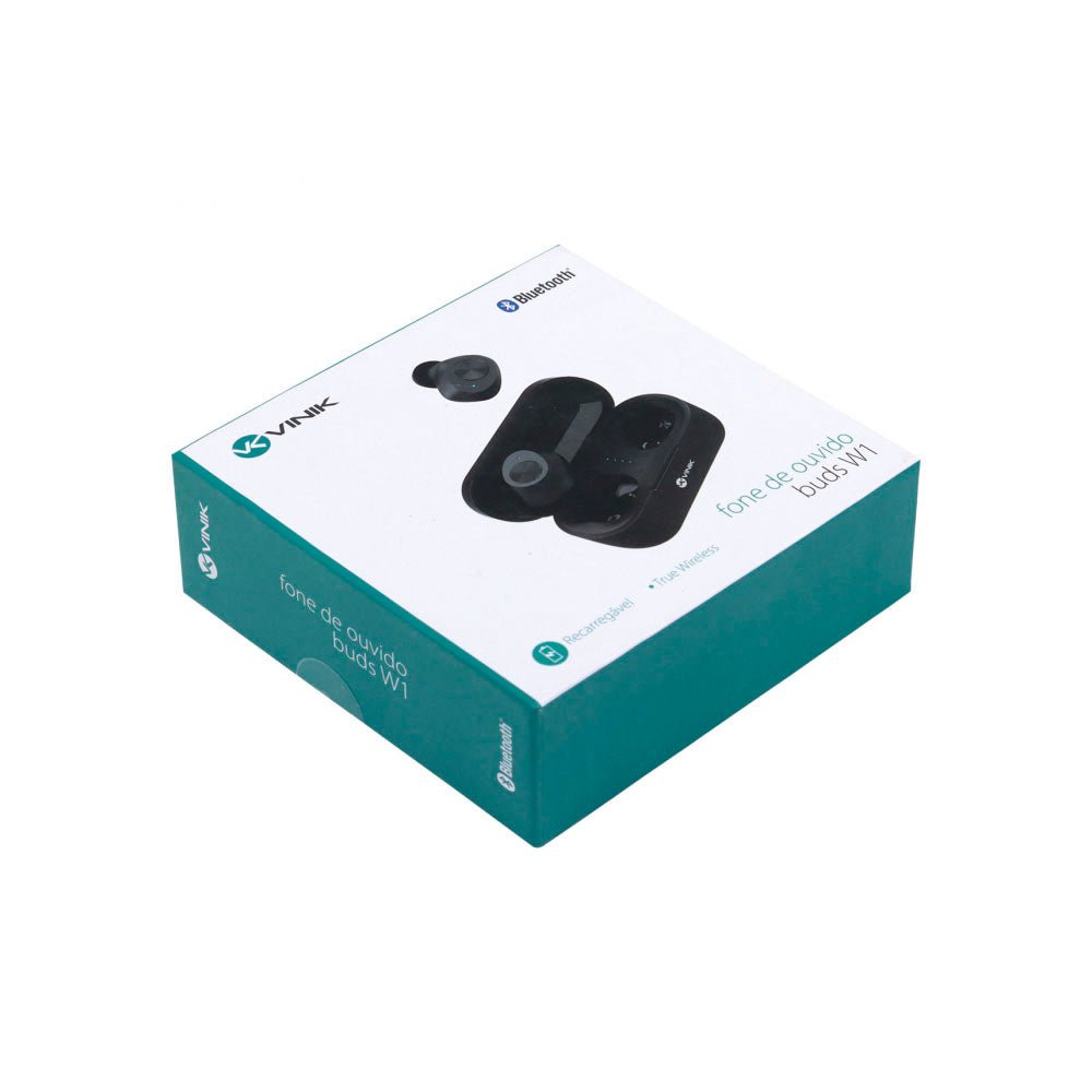 Fone De Ouvido Bluetooth Vinik Buds W1 TWS Preto C/ Estojo Carregador - 36064 - Truedata