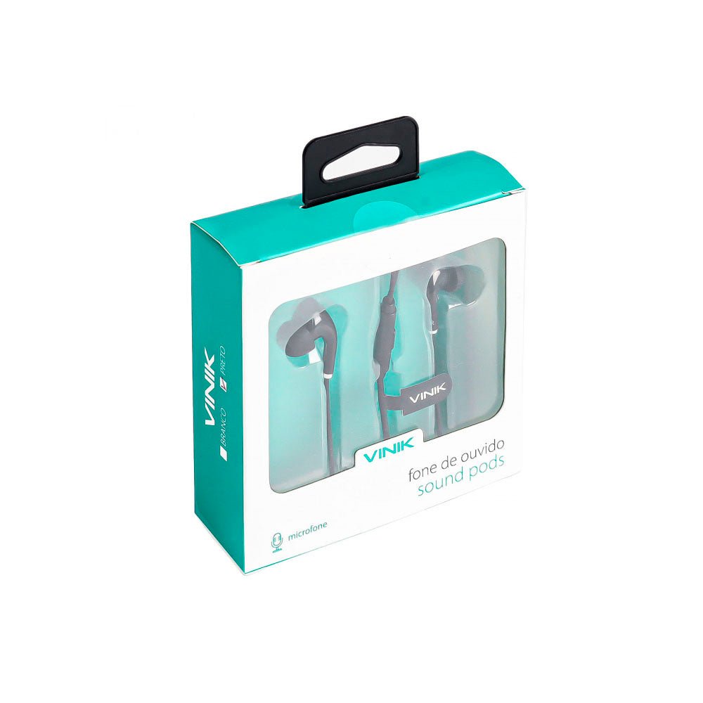 Fone De Ouvido Sound Pods P3 Com Fio Vinik Preto - SP200P - Truedata
