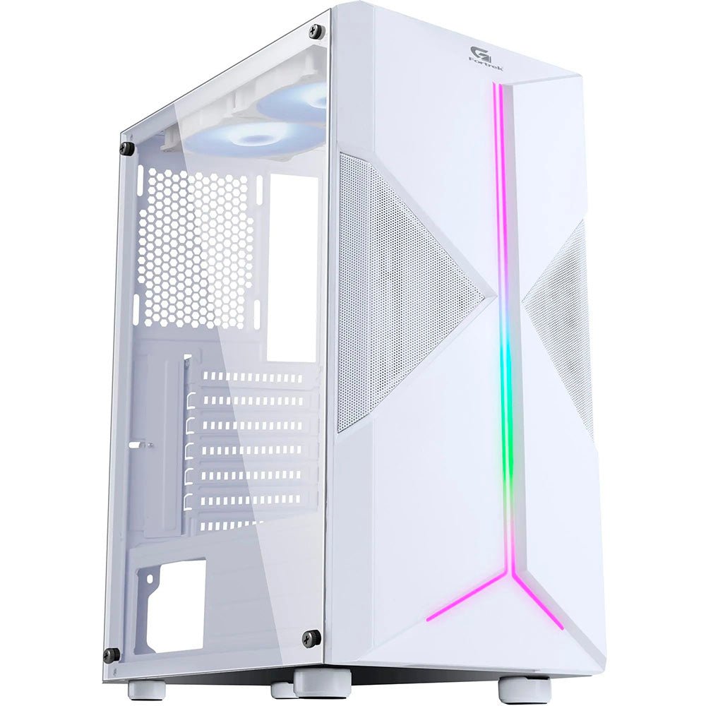 Gabinete Gamer Fortrek Mid Tower Holt Rgb Com lateral em Acrilico Branco - 80524 - Truedata