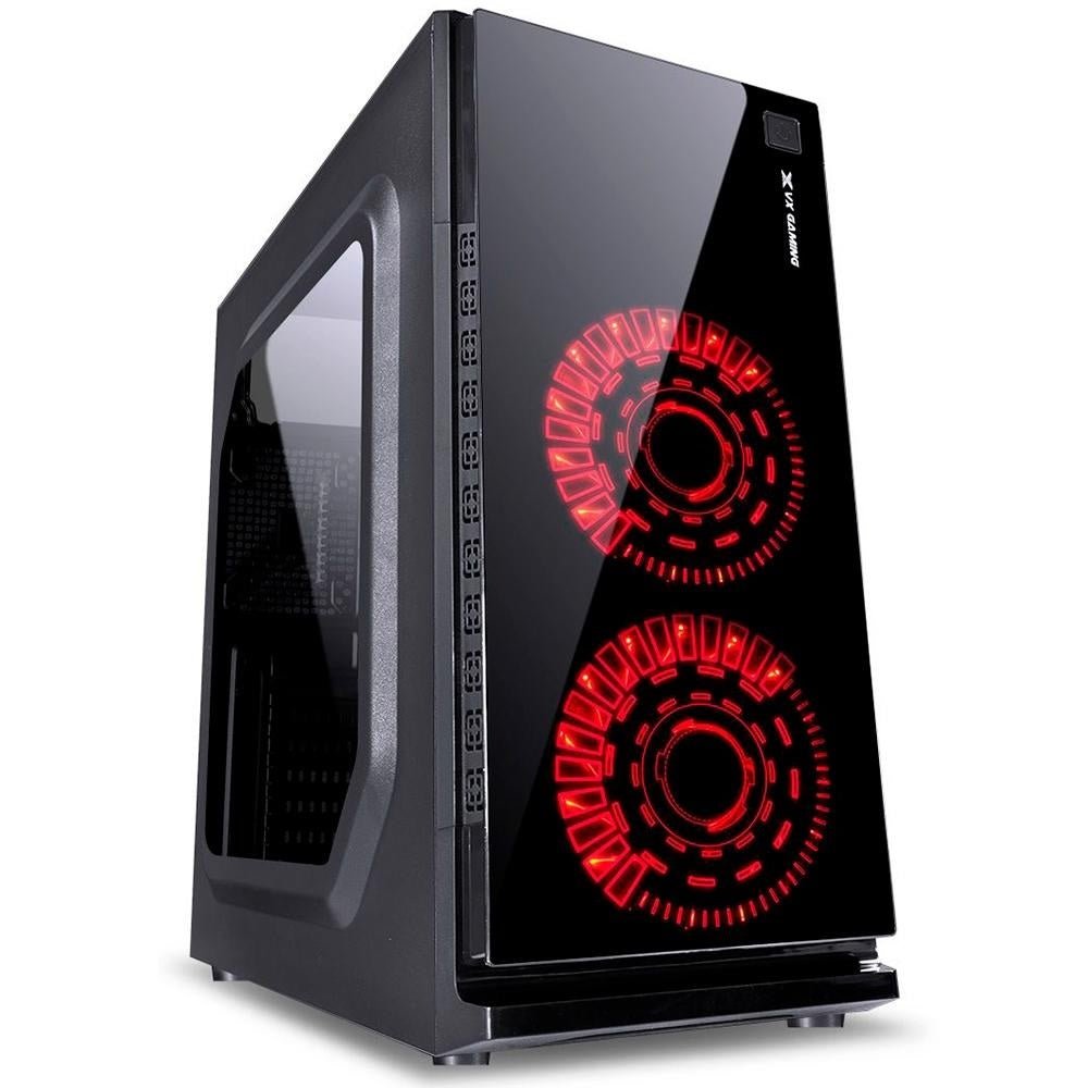 Gabinete Gamer VX Gaming Crater Com Lateral em Acrílico C/ 2x Fan 120mm Led Red - 29834 - Truedata