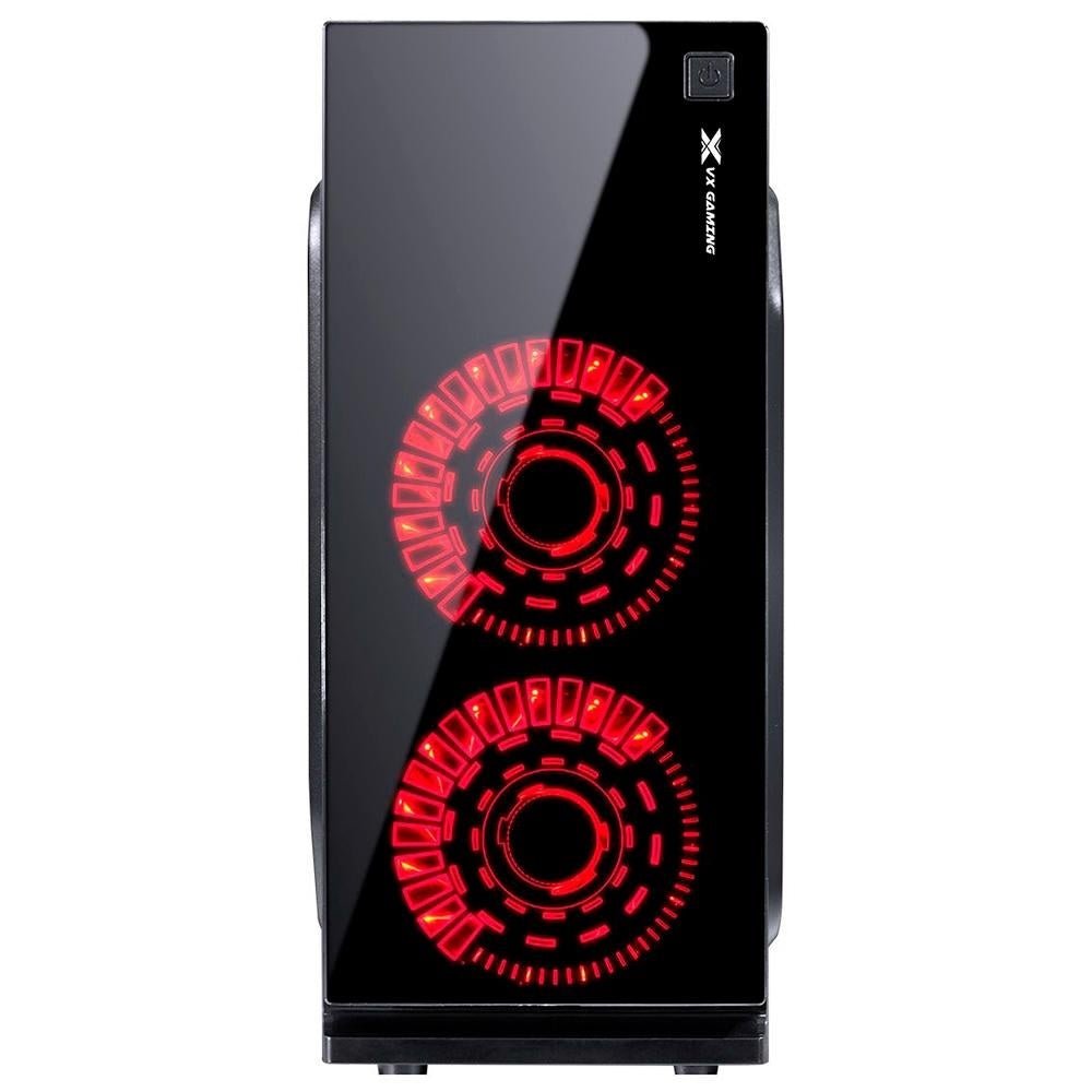 Gabinete Gamer VX Gaming Crater Com Lateral em Acrílico C/ 2x Fan 120mm Led Red - 29834 - Truedata