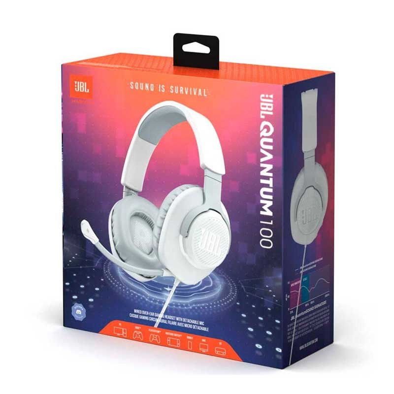 Headset Gamer Jbl Quantum 100 P3 com Adaptador P2 Branco - 582003 - Truedata