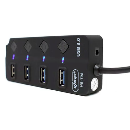 Hub Usb 4 Portas Knup Hb - T98 Usb 3.0 5 Gbps High Speed - Truedata