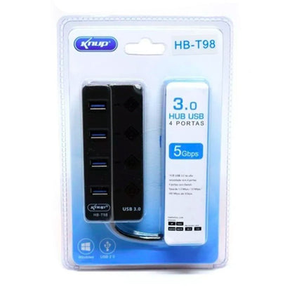 Hub Usb 4 Portas Knup Hb - T98 Usb 3.0 5 Gbps High Speed - Truedata