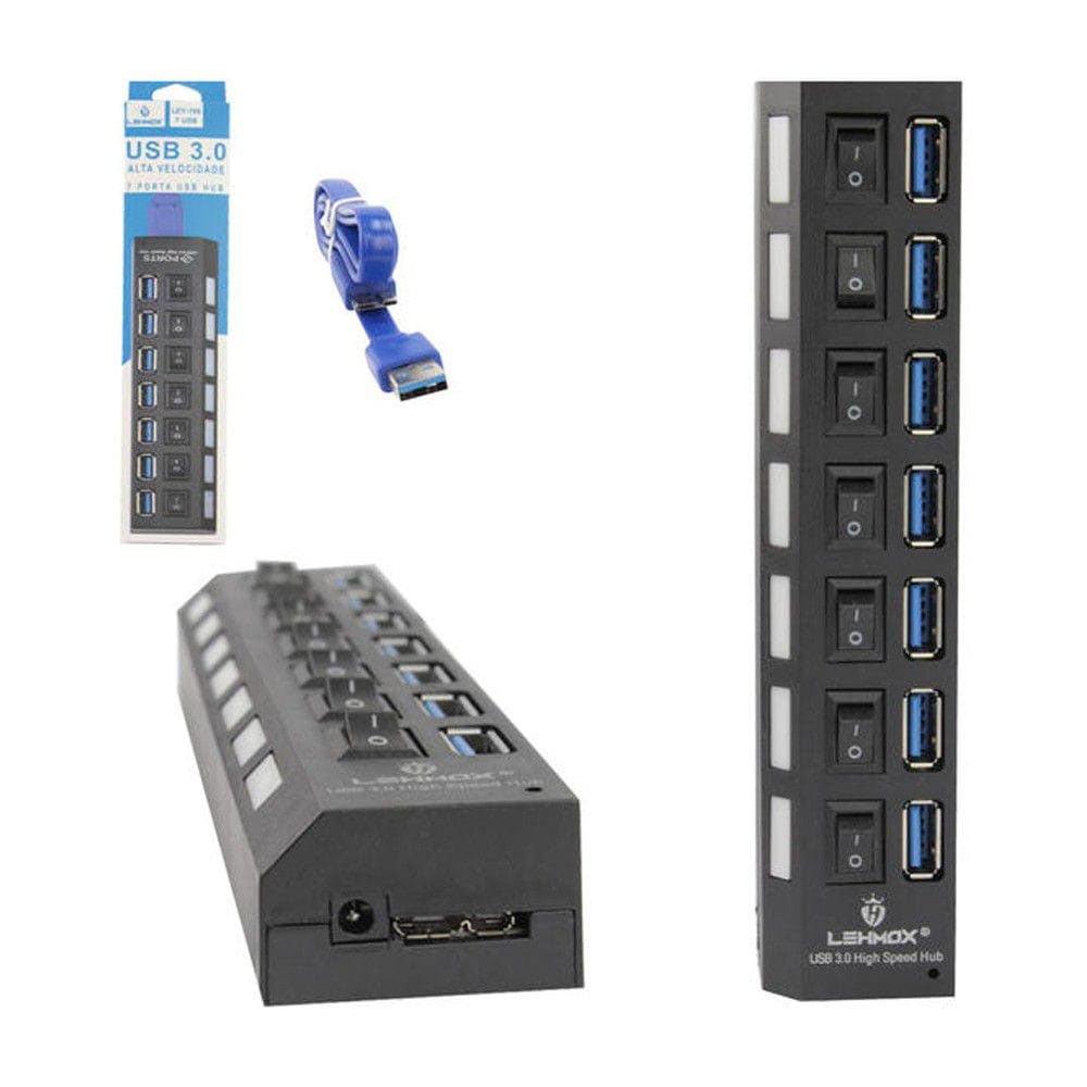 Hub Usb 7 Portas 3.0 Lehmox Ultra Speed - LEY - 199 - Truedata