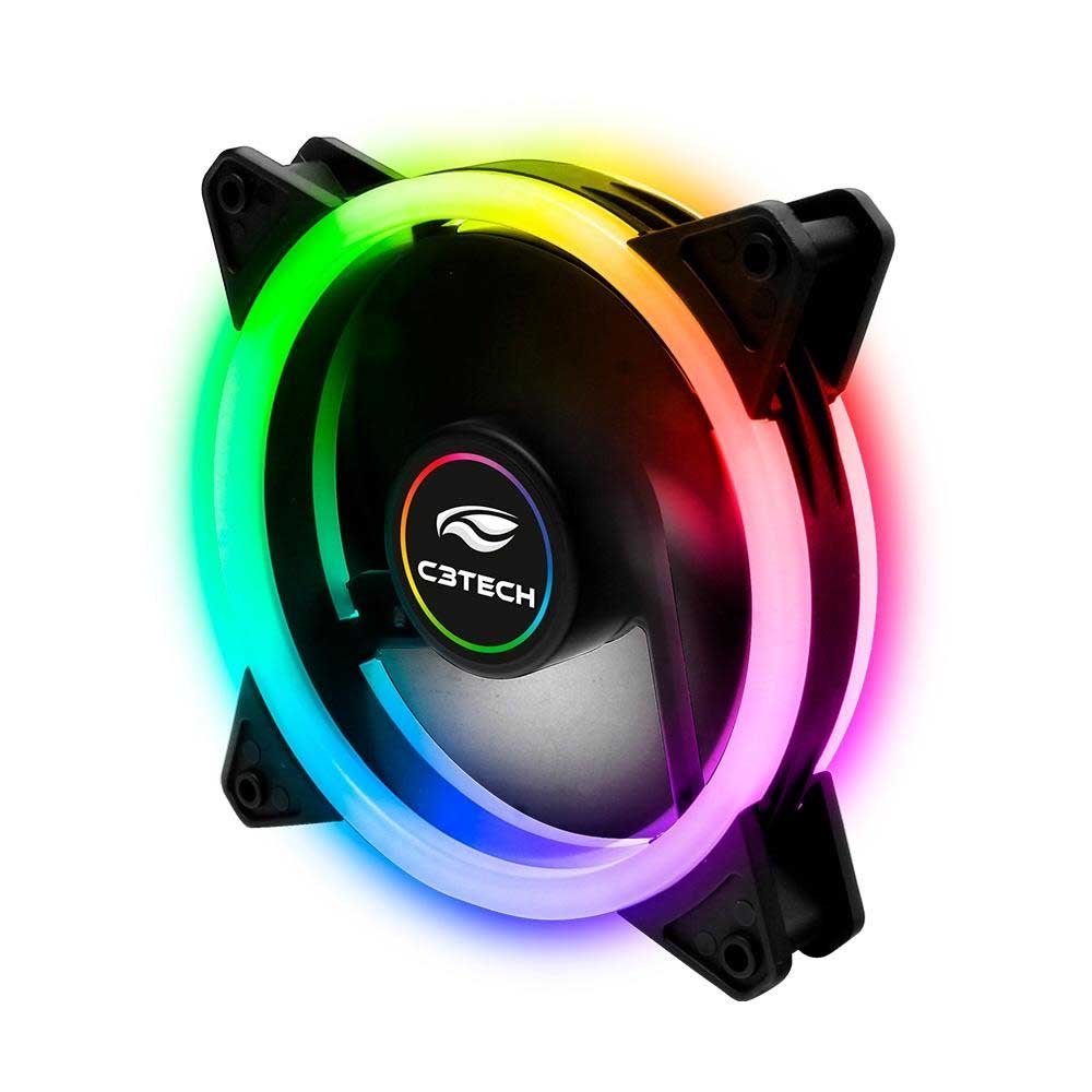Kit c/ 2 Cooler Fan para Gabinete C3Tech Gaming Series Led RGB 120mm - F7 - L600RGB - Truedata