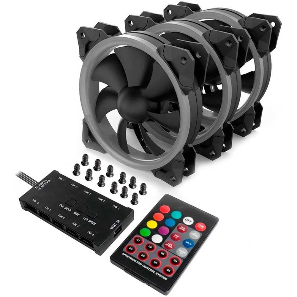 Kit c/ 3 Cooler Fan para Gabinete Redragon RGB 120mm - GC - F008 - Truedata