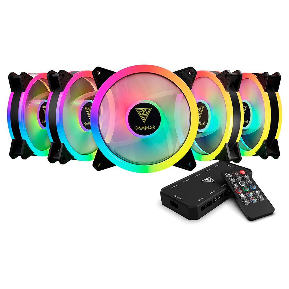 Kit c/ 5 Cooler Fan para Gabinete Gamdias Aeolus RGB 120mm Preto - M2 - 1205R - Truedata