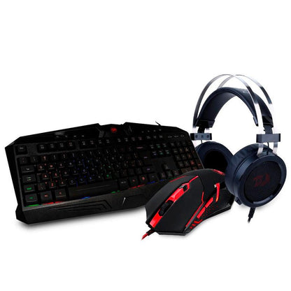 Kit Gamer Redragon S112 - Teclado Harpe RGB + Mouse Centrophorus + Headset Scylla + Mousepad Gamer - Truedata
