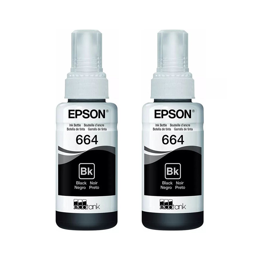 Kit Refil De Tinta C/2 Epson T664120 - 2P 2x70ml - Preto - P/ L110 L120 L200 L395 L1300 - Truedata