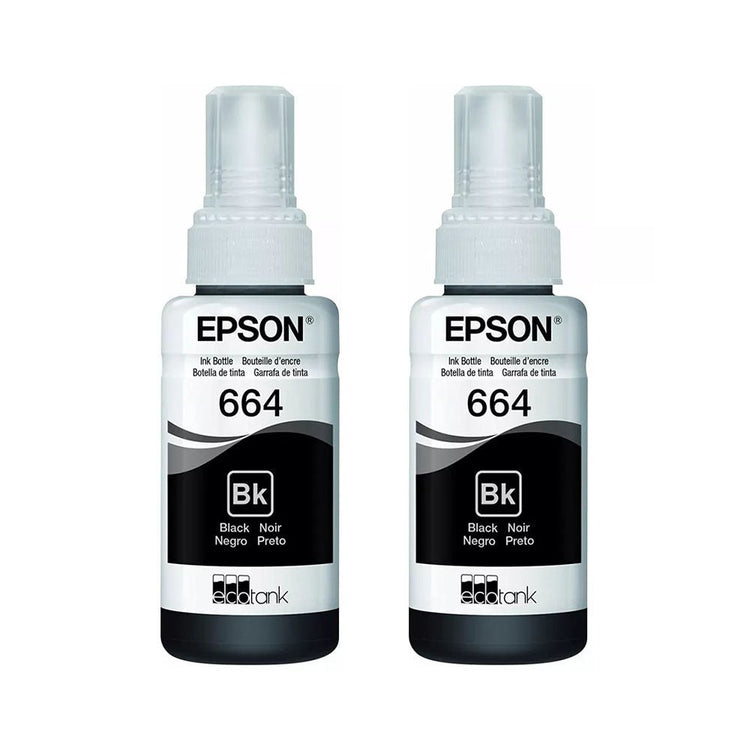 Kit Refil De Tinta C/2 Epson T664120 - 2P 2x70ml - Preto - P/ L110 L120 L200 L395 L1300 - Truedata