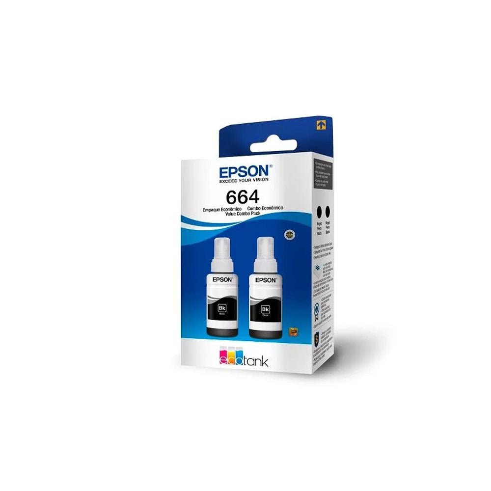 Kit Refil De Tinta C/2 Epson T664120 - 2P 2x70ml - Preto - P/ L110 L120 L200 L395 L1300 - Truedata