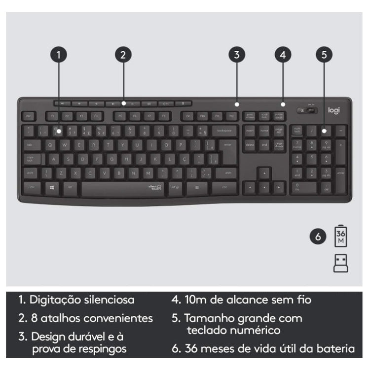 Kit Teclado E Mouse Sem Fio Logitech Mk295 Silent - 920 - 009793 - Truedata