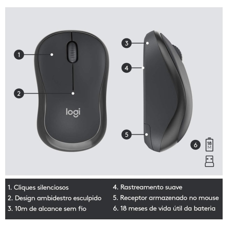 Kit Teclado E Mouse Sem Fio Logitech Mk295 Silent - 920 - 009793 - Truedata