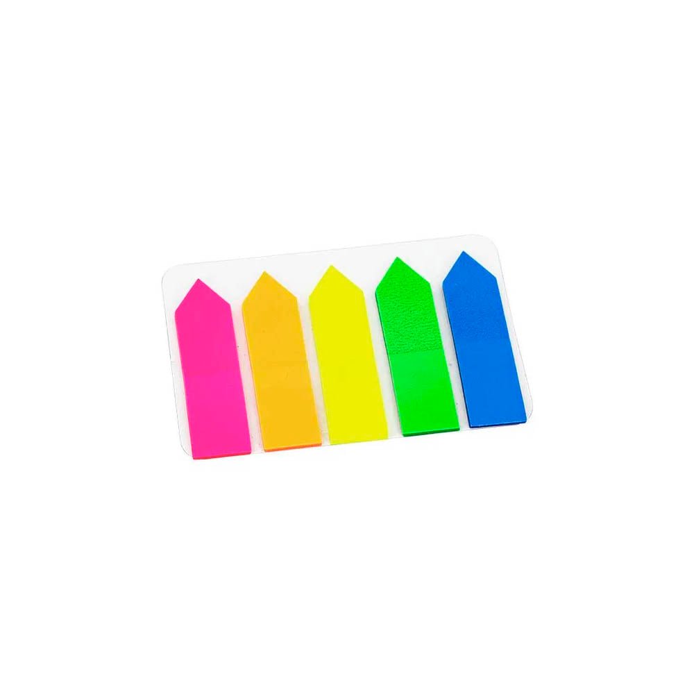 Marcador Pagina Adesivo Seta 12x44mm 5 Cores Neon 100 Folhas Keep - EI024 - Truedata