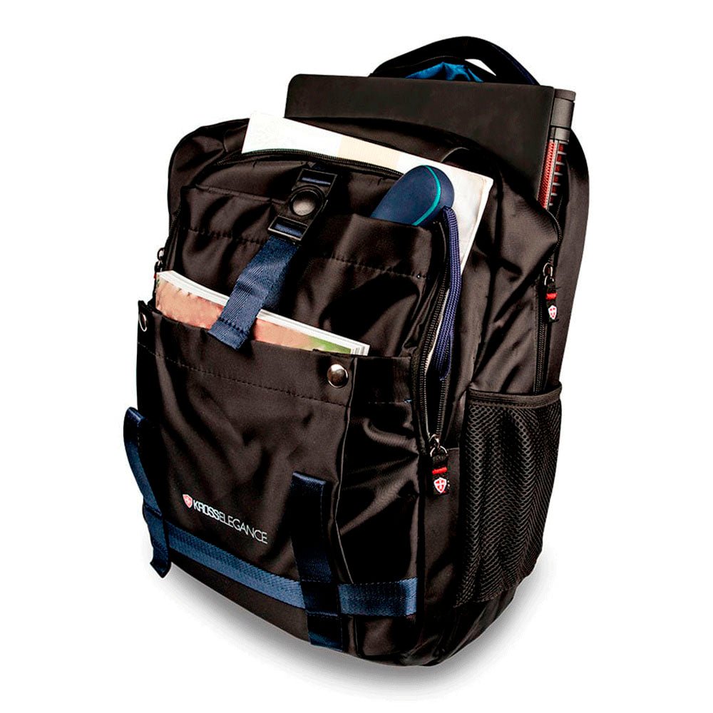 Mochila para Notebook 15.6" Kross Elegance Casual Preta e Azul - KE - BPM40 - Truedata