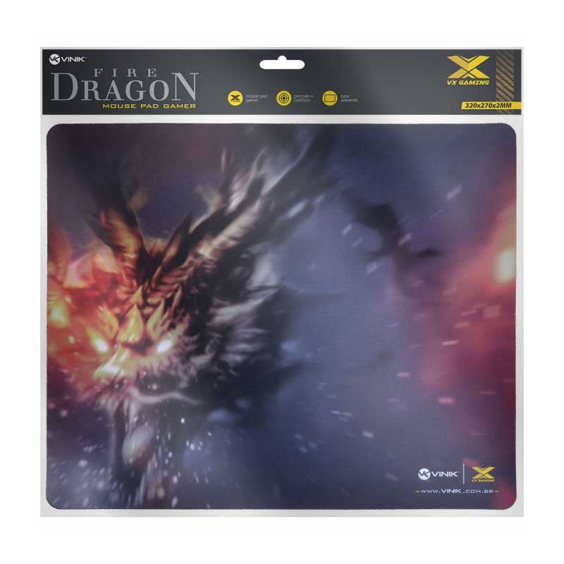 Mousepad Gamer VX Gaming Vinik Fire Dragon 320x270x2mm - 34682 - Truedata