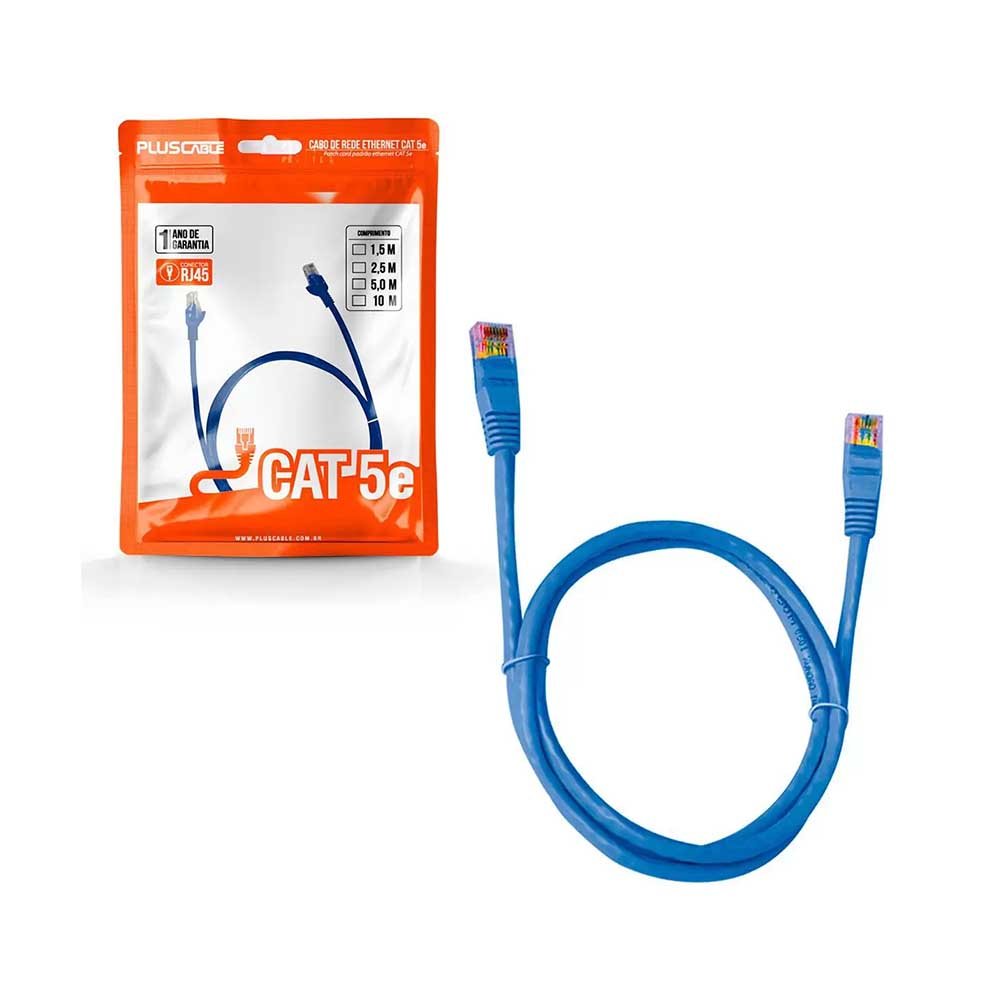 Patch Cord Cabo De Rede Cat5 - E PlusCable 2.5m Azul - PC - ETHU25BL - Truedata