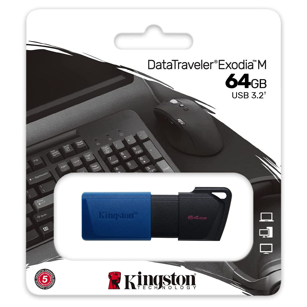 Pen Drive 64gb Kingston DataTravaler Exodia M 3.2 Azul - DTXM/64GB - Truedata