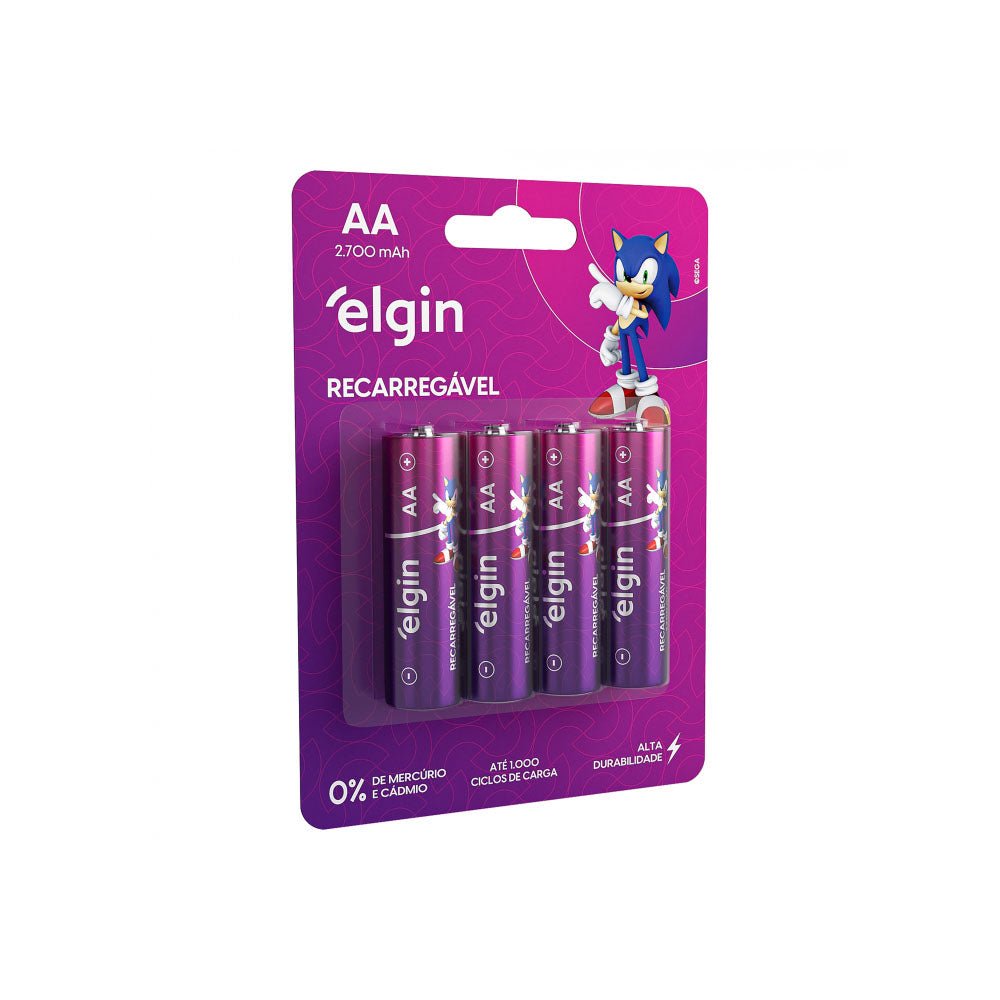 Pilha Recarregável AA 2700mah Elgin (Blister C/ 4 Pilhas) - 82175 - Truedata