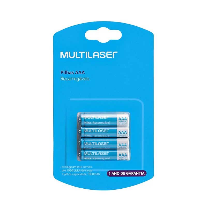 Pilha Recarregável AAA 1000mah Multilaser (Blister C/ 4 Pilhas) - CB050 - Truedata