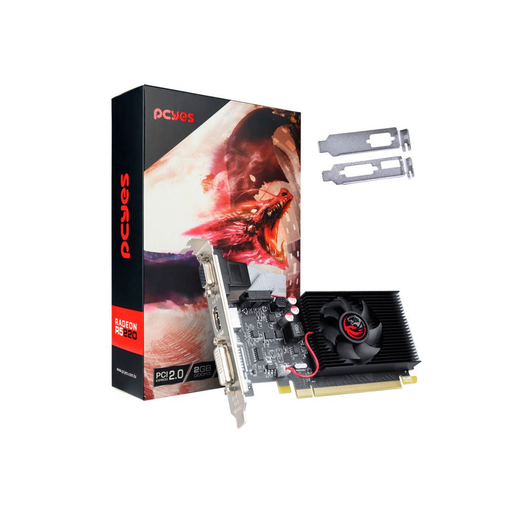 Placa De Video 2gb R5220 Ddr3 AMD Radeon Pcyes 64bits Low Profile Hdmi Dvi Vga - PVR52202GBR364 - Truedata